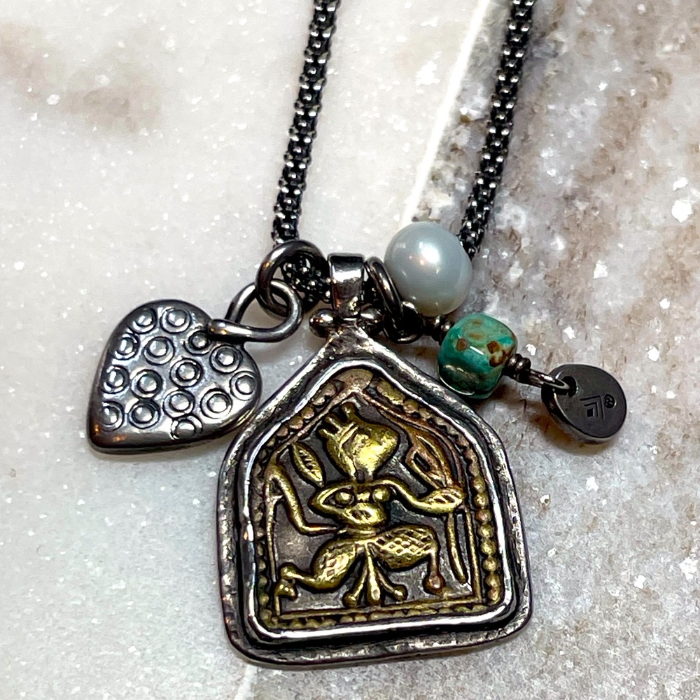 Silpada necklace with popcorn chain and multiple charms, N1679